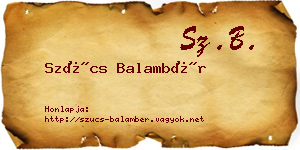 Szűcs Balambér névjegykártya