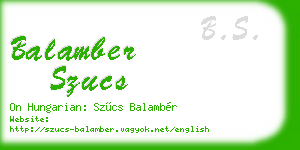 balamber szucs business card
